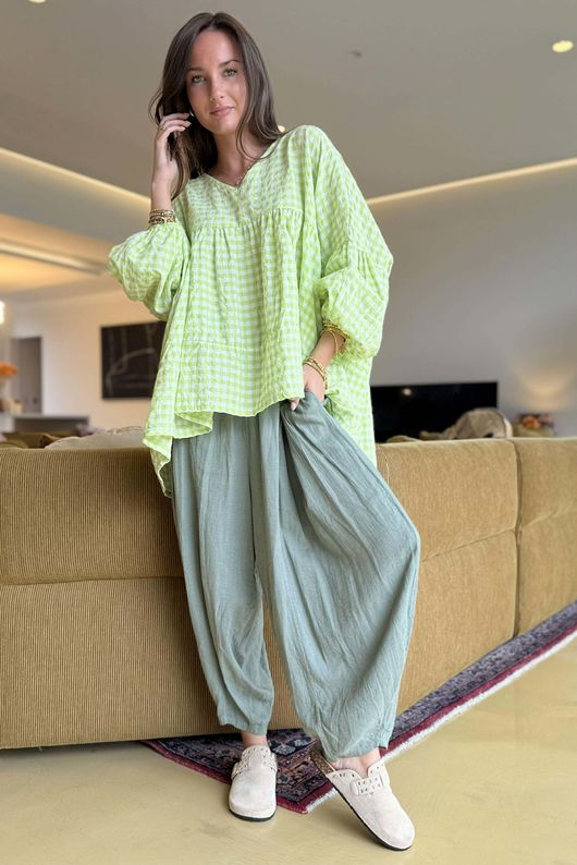 Noa Linen Blend Sia Barrel Trouser Khaki